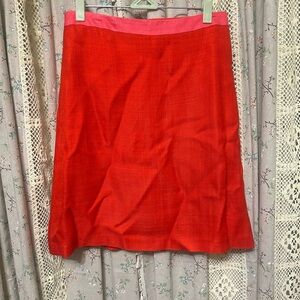 Boden Textured A-Line Skirt Red & Pink Contrast Waistband Size 8